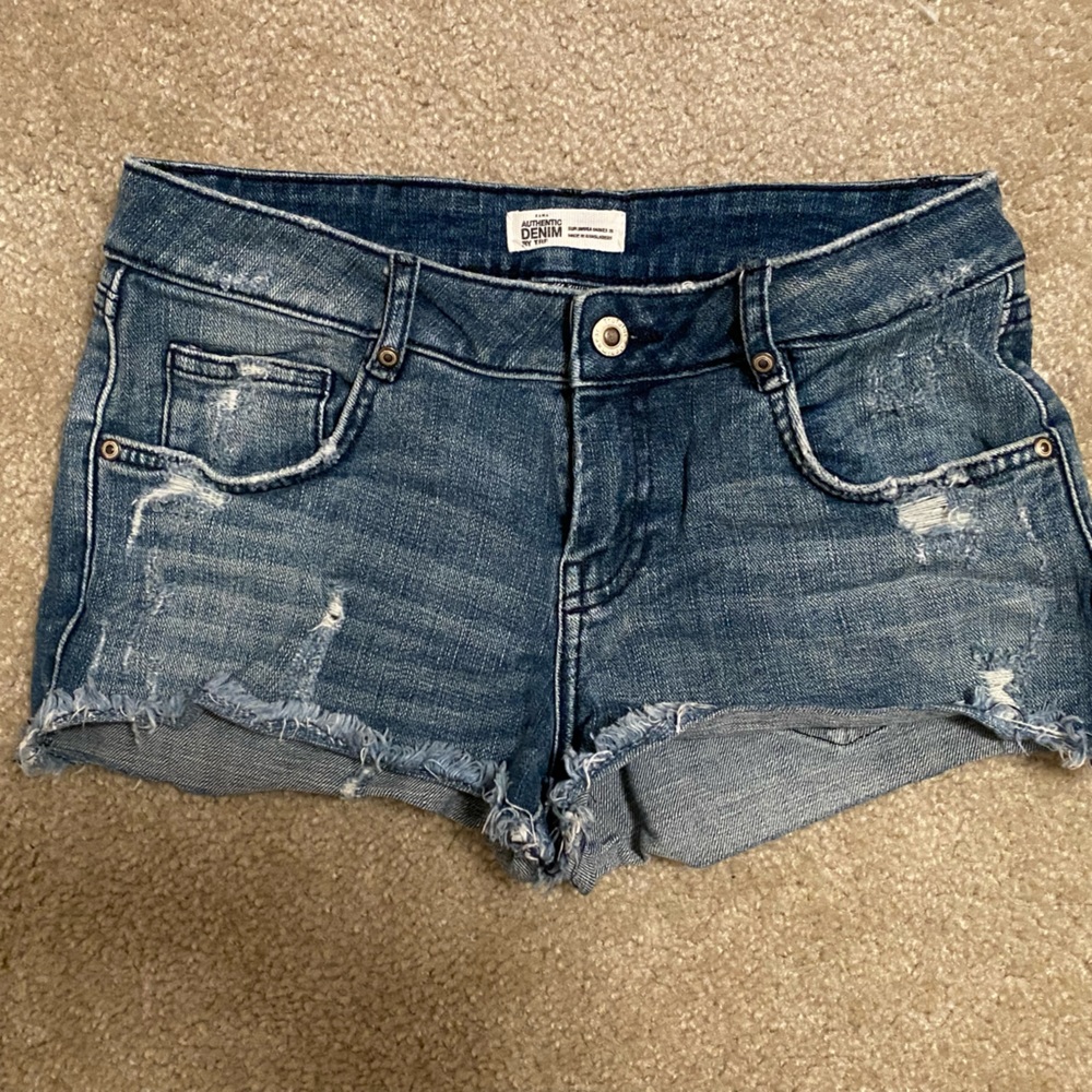 Zara denim jean ripped shorts